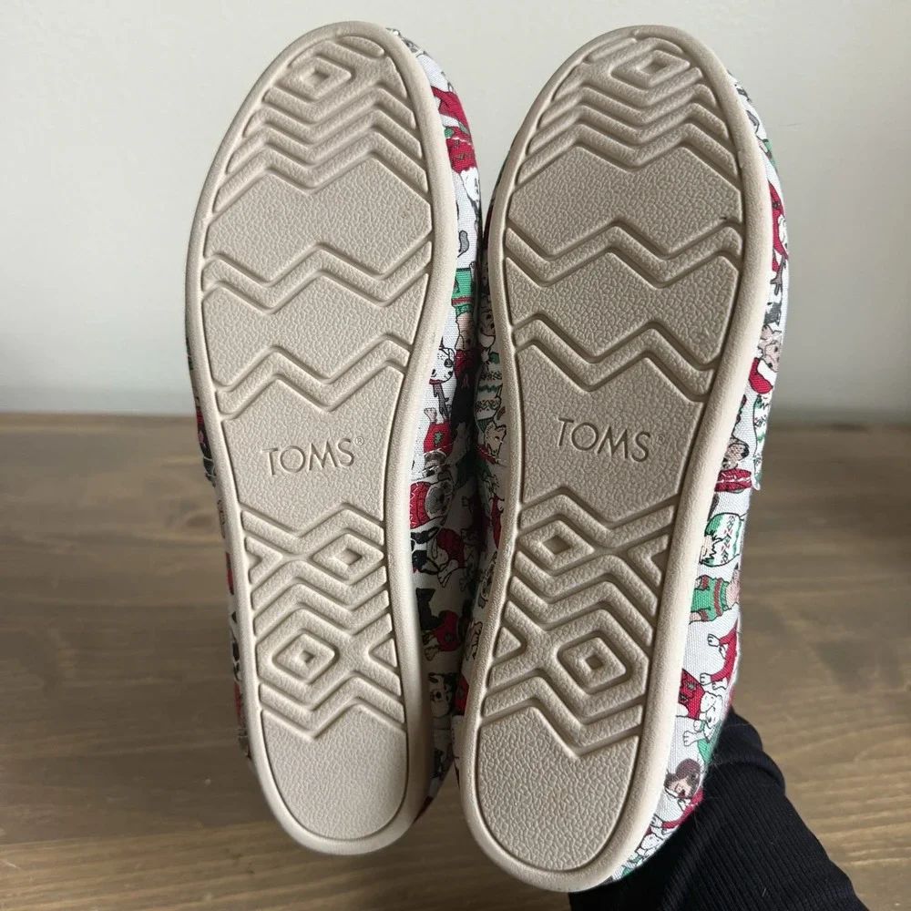 Toms Womens 7.5 Belmont Glacier Holiday Sweater Dogs Slip Ons Flats Fleece Lined